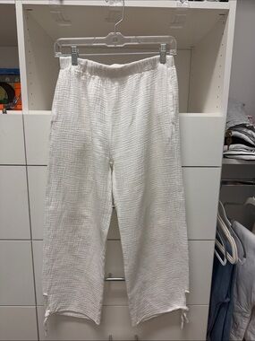 Men’s White Cotton Gauze Joggers - Unbranded